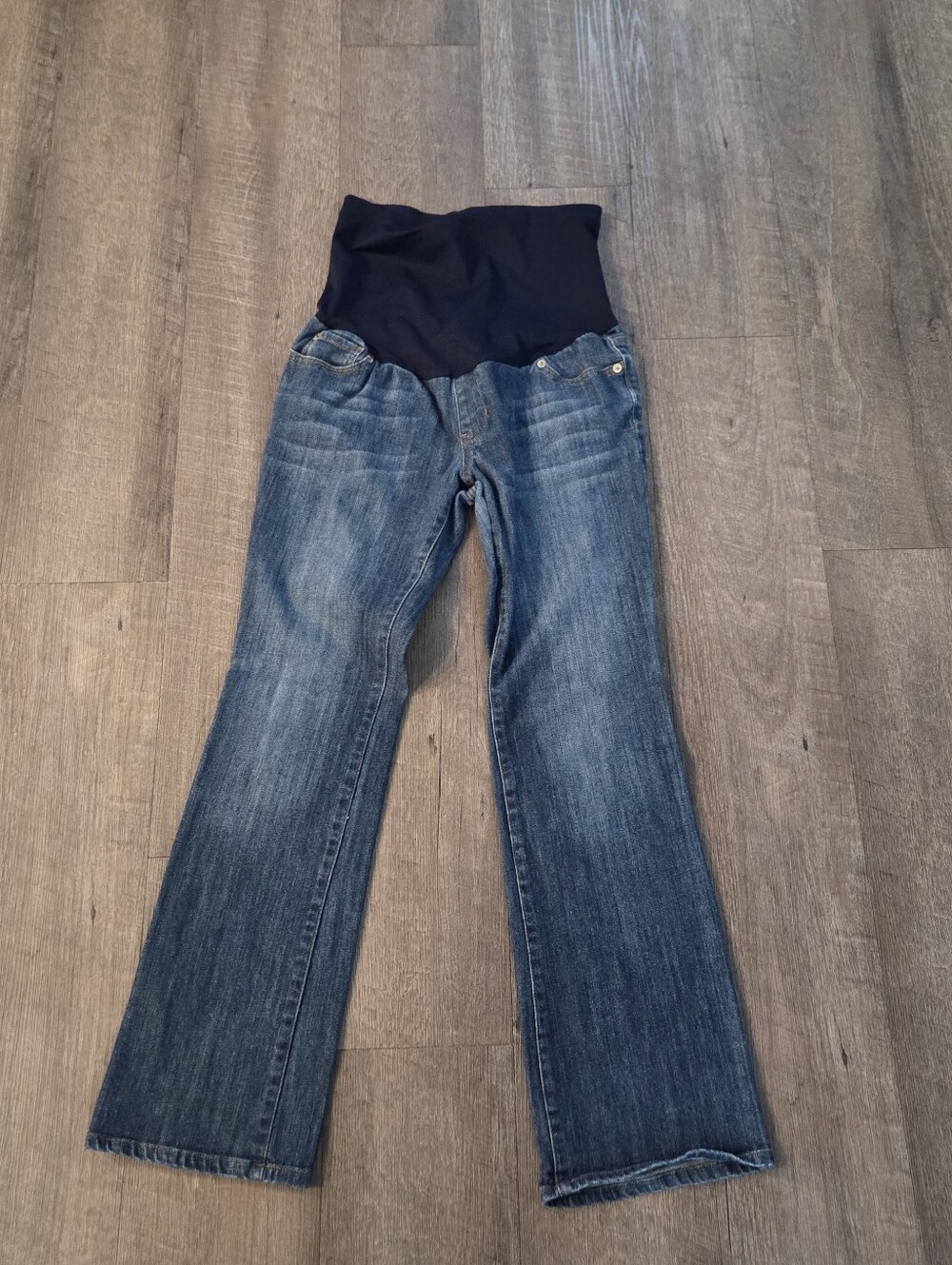 Liz Lange Maternity Jeans Womens Sz 6 Bootcut Pull On Blue Stretch Denim